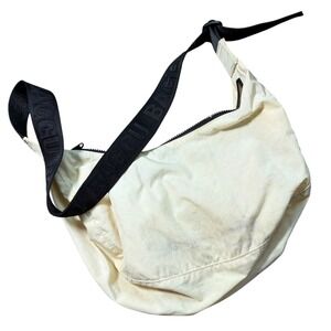 Baggu Medium Nylon Crescent Bag Cream Off White Crossbody Logo Strap